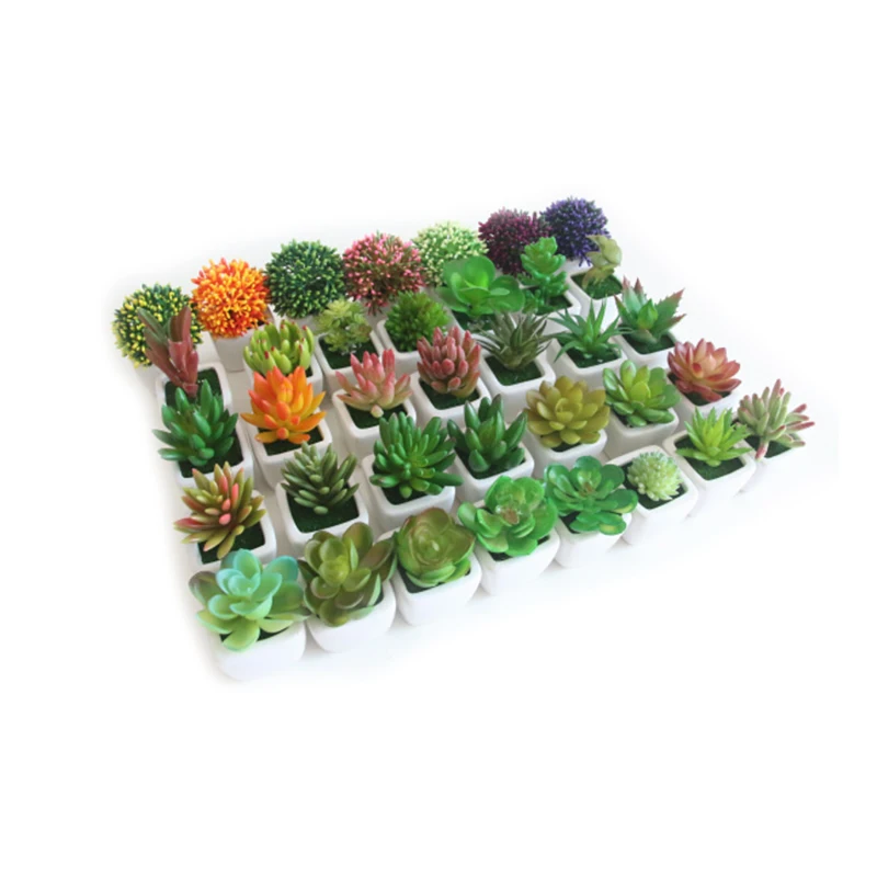 

Creative marble ceramic pots simulation succulent potted plants decorative mini gardening artificial plants bonsai furnishings, As shown