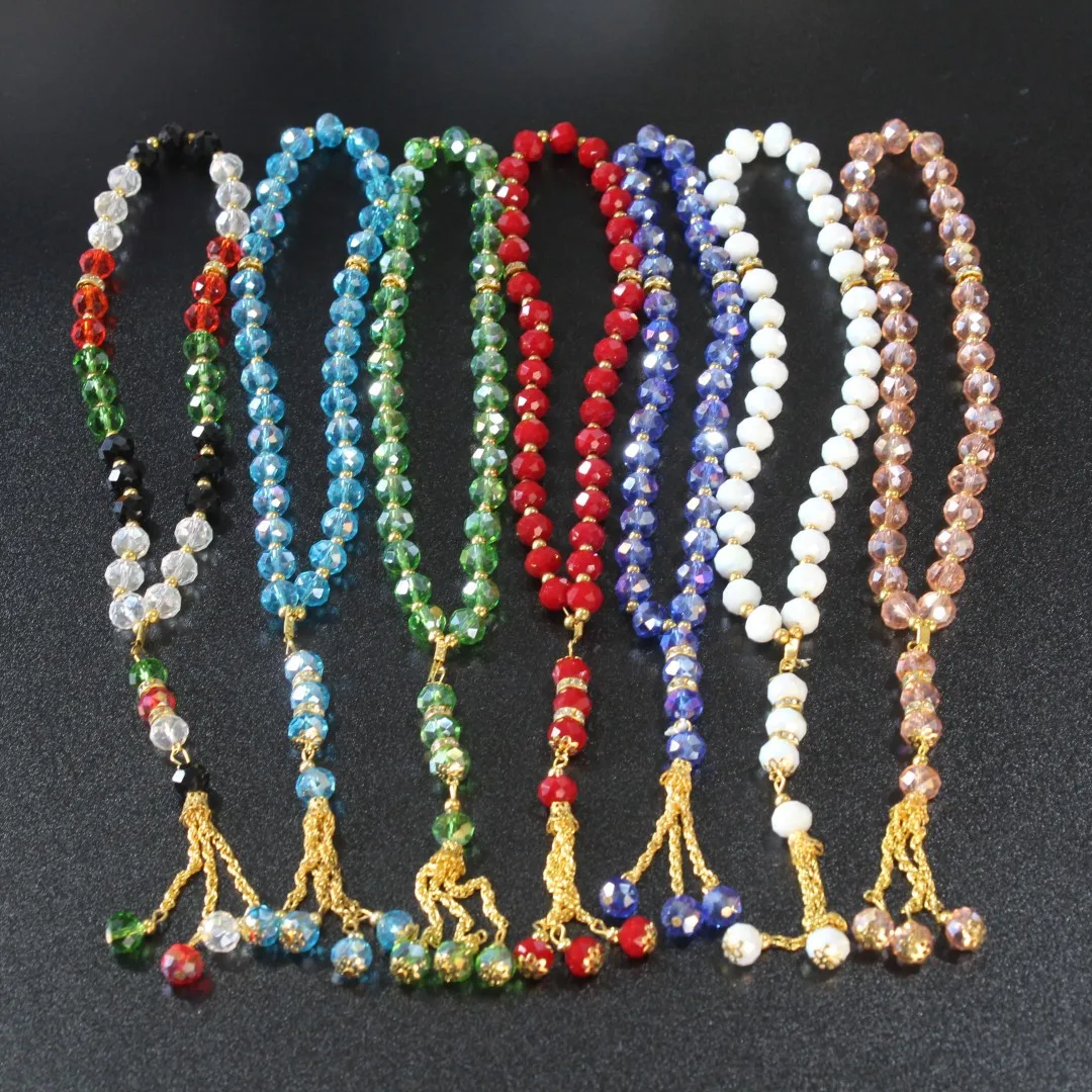 

JC Wholesale 33pcs 10mm Muslim crystal glass mixed rosary beads Middle East Arabic strings Islamic prayer beads