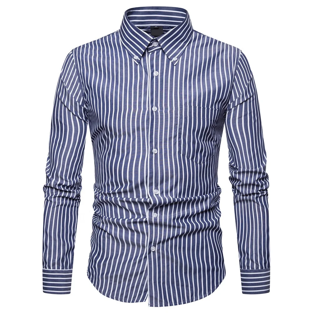 

Men's Slim Fit Long Sleeve Formal Casual Striped Dress Shirt for Men