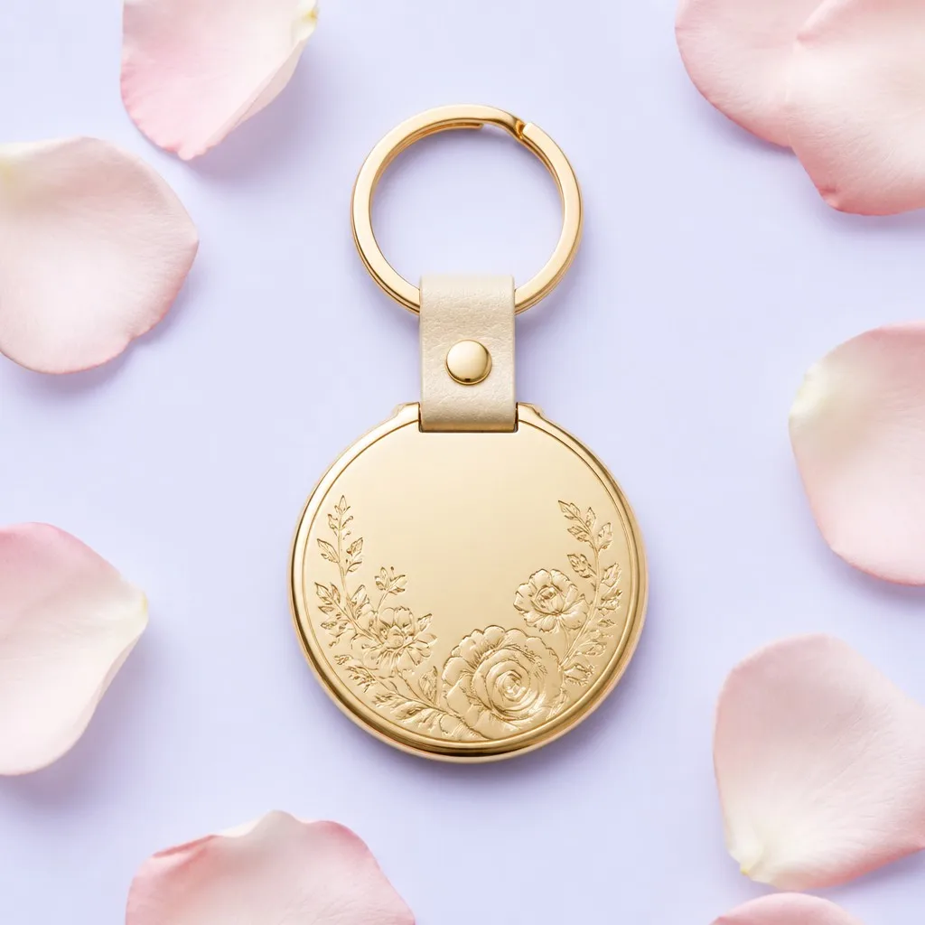 Wedding keychain with blush rose petals