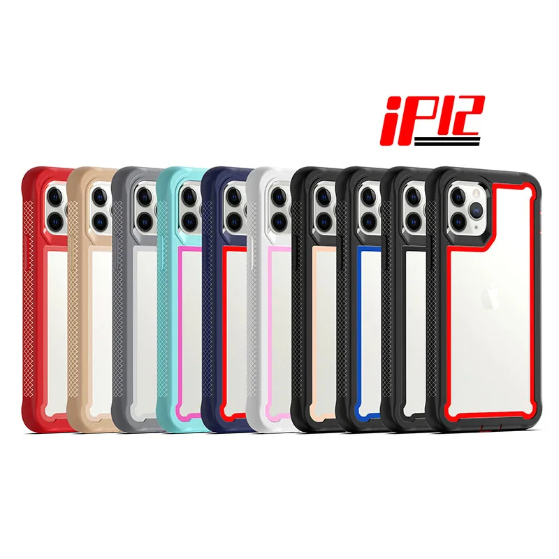 

For iPhone 12 Case Hybrid Impact Heavy Duty Full Body Protection Case Colorful TPU Bumper Armor Phone Case, Multi colors