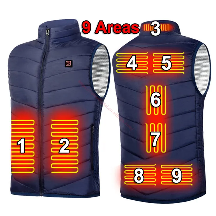 

High Quality Mens and Womens Adjustable Temperature Washable Amazon Hot Selling Usb Blue Heated Vest Smart Electric Heating Vest, Black,blue