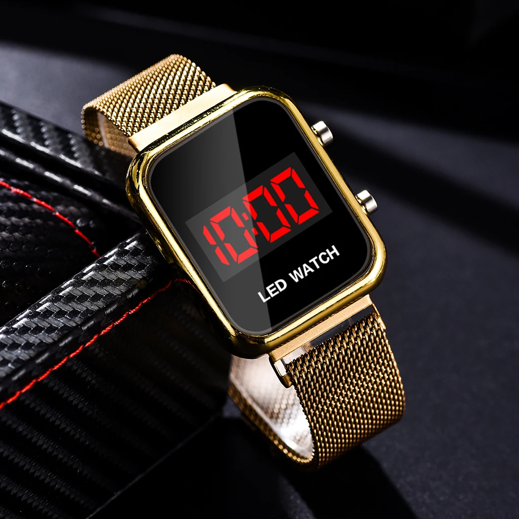 

Luxury LED Women Watches Electronic Magnetic Rose Gold Watch Digital Sport Quartz Wristwatch Ladies Clock Gifts relogio feminino, As show