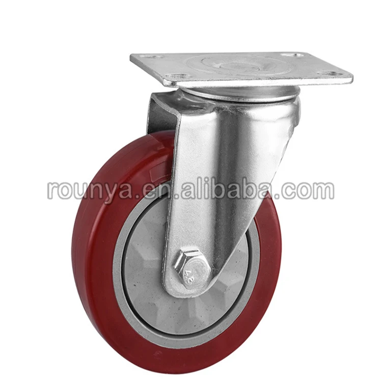 
Medium duty PU caster cast iron red polyurethane caster wheel 