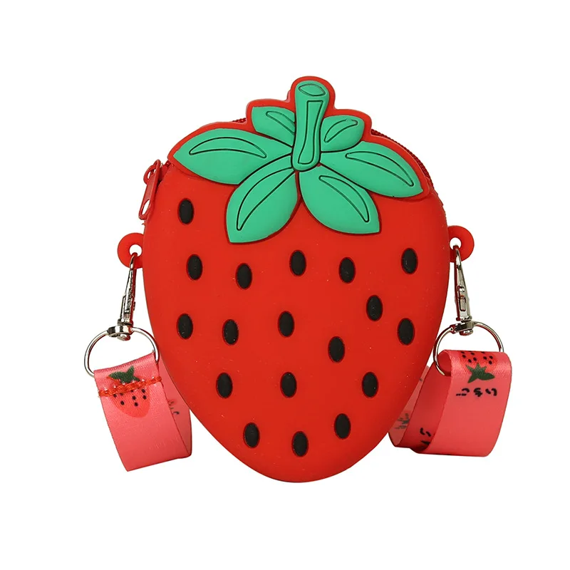 

Korean Summer Fruits Bags Girls shoulder handbags Strawberry Pineapple Purse Sweet Handbags For Kids, 2 colors