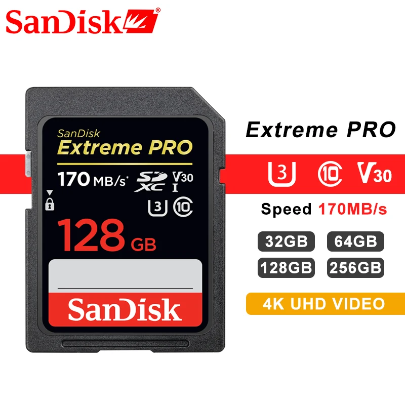 

Wholesale SanDisk Extreme PRO High Speed Memory Card 256GB 128GB 32GB 64GB SD Card Class10 80M/S C10 Sandisk SD Card For Camera