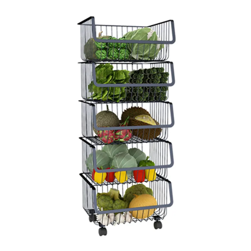 

Dropshipping Original manufacturer direct selling black kitchen shelf household floor multi-layer storage shelf vegetable shelf