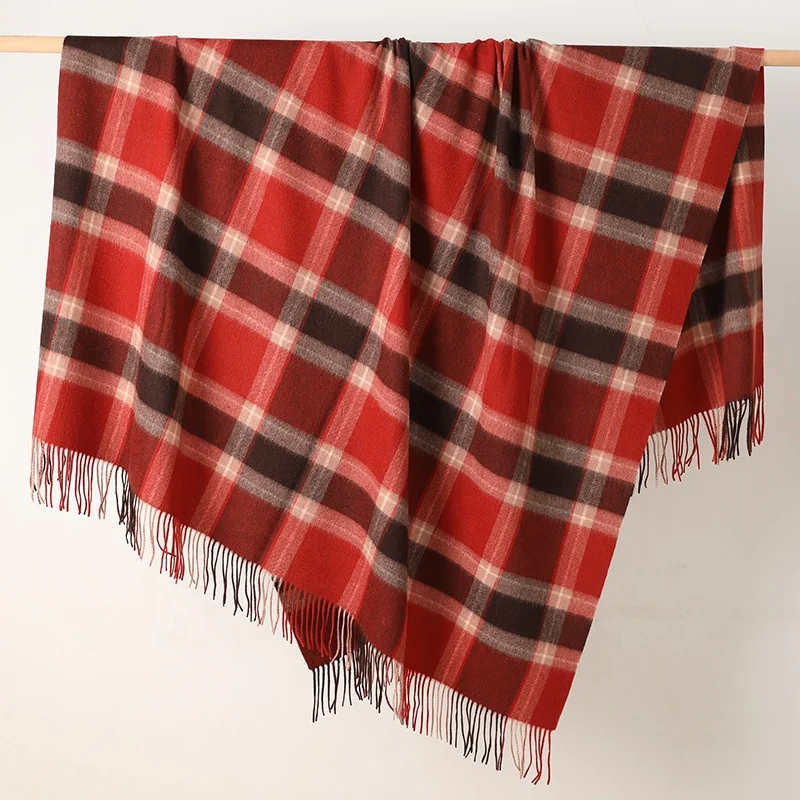 

custom 195*140+10*2cm bed sofa woven plaid wool thicken throw picnic outdoors travel home tartan textile fleece blanket