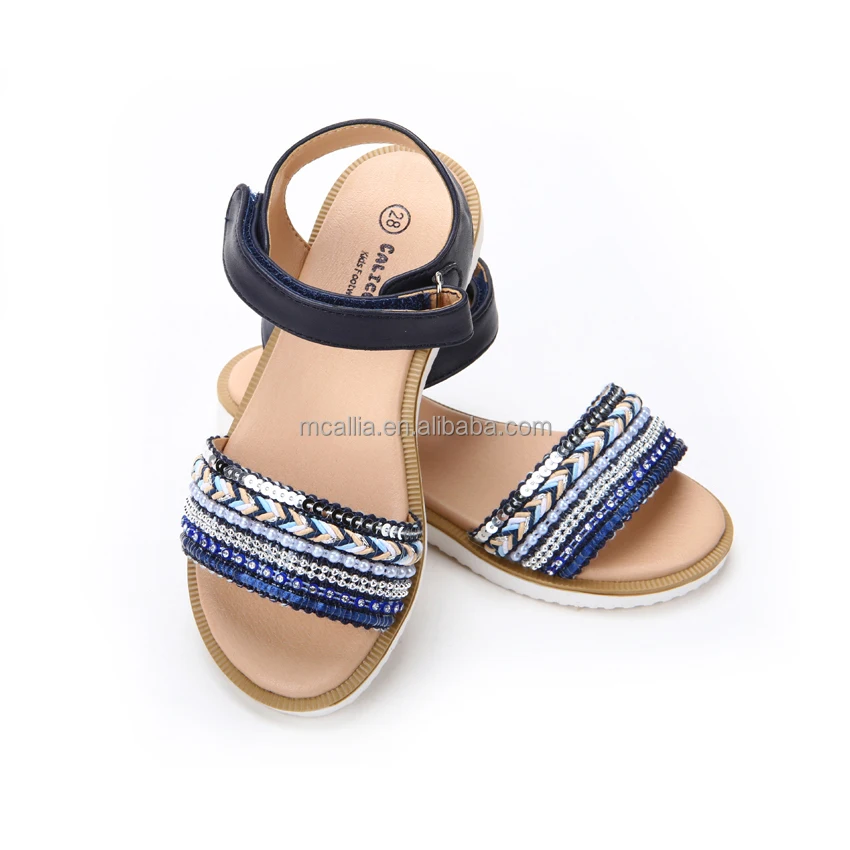 

Hot selling woven Design High quality fashion summer beautiful Girls Kids Sandals Kids Casual Sandals, Blue