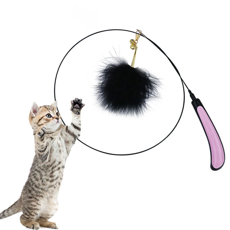 

Feather Bell bells Super long soft rod pet toy sex cat interactive plush toys and accessories for cat sound toy