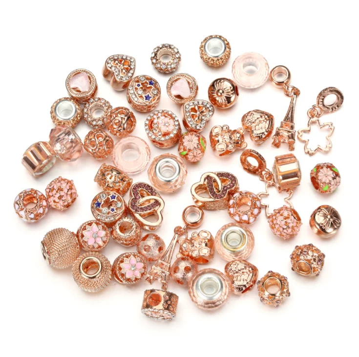 

50pcs/bag Gold alloy large hole bead bracelet accessories DIY charms