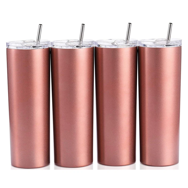 

20 oz Stainless Steel Vacuum Insulated Slim Water Tumbler with Lid and Straw, Silver, black ,pink,blue