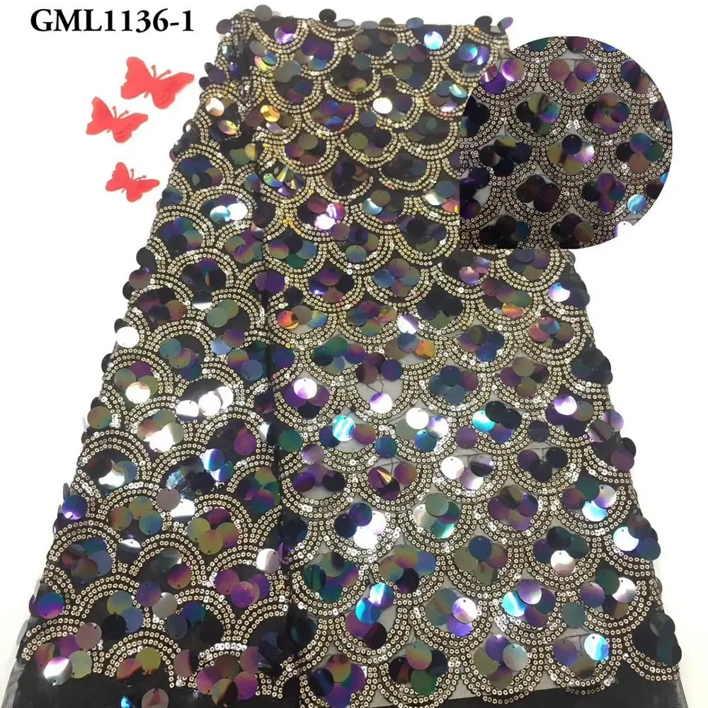 

New styles french big sequin lace 2019 african shining lace trim in lace