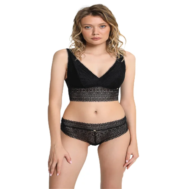 

Amazon AliExpress EBay hot selling lace bra & briefs set wire free no button bra comfortable healthy, Black red gray green