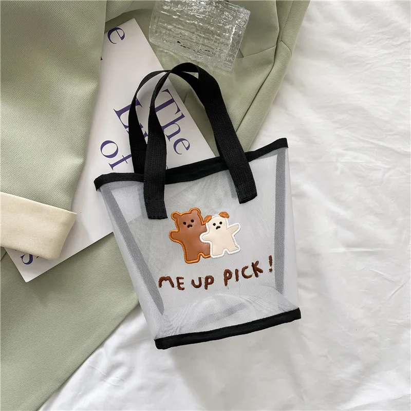 

2021 New girls embroidery small fresh handbag gauze packaging cosmetic holding bag convenient bags, 4 colors