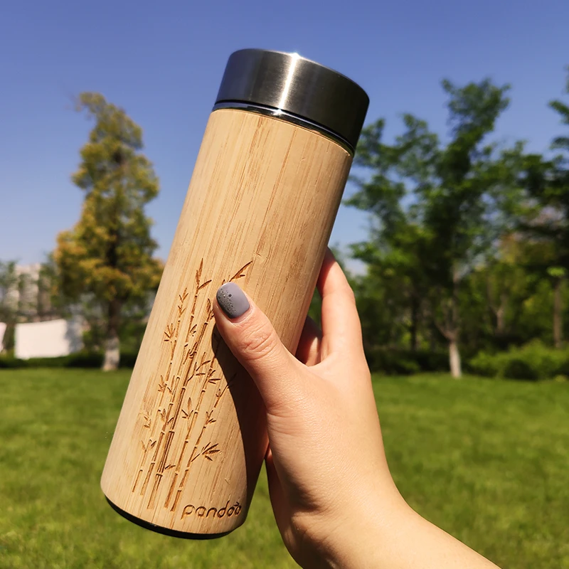 

Mikenda Eco Friendly Custom Logo Vacuum Insulated Stainless Steel Water Bottle Bamboo Lid, Transparent