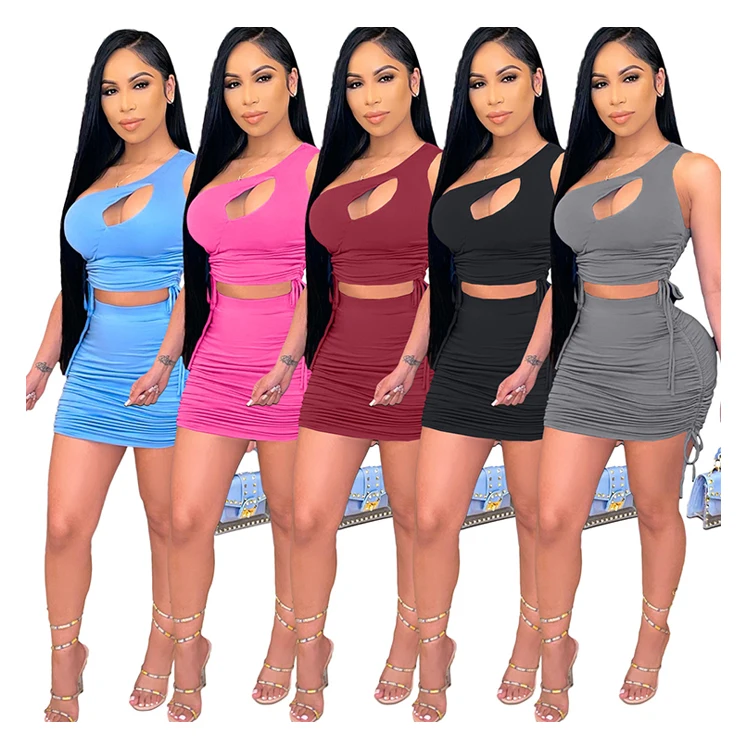 

AC8256 Sexy Folds 2021 Skirt Summer Women Clothing Skirt Sets Women 2 Piece Outfits