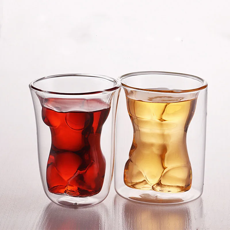 

sexy woman body shape wine glass creative double layer glass