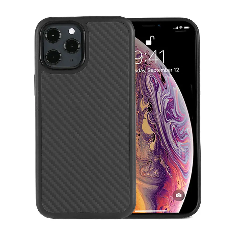 

Shockproof 100% Real Carbon Fiber Tpu Cell Phone Case For iPhone 11 11Pro, Colors optional