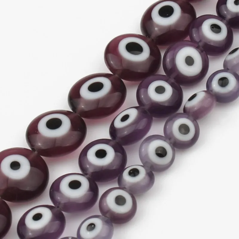 

Wholesale Round Purple Flat Lampwork Glaze Evil Glass Eye Spacer Beads for Bracelet Necklace Making