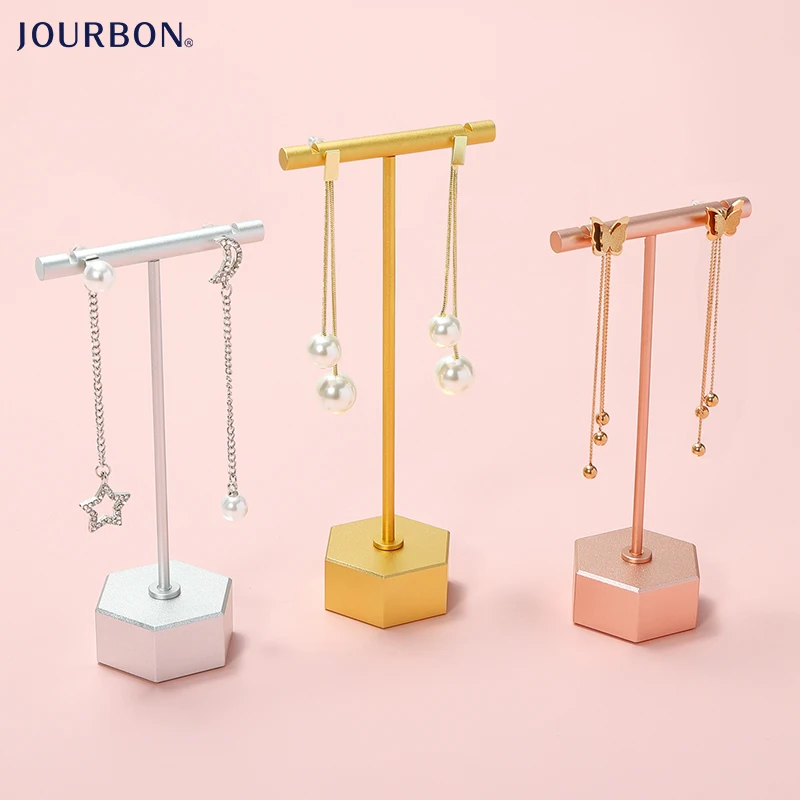 

Jourbon custom 2021 newest metal gold jewelry earring display stand, Gold, black, pink, silver