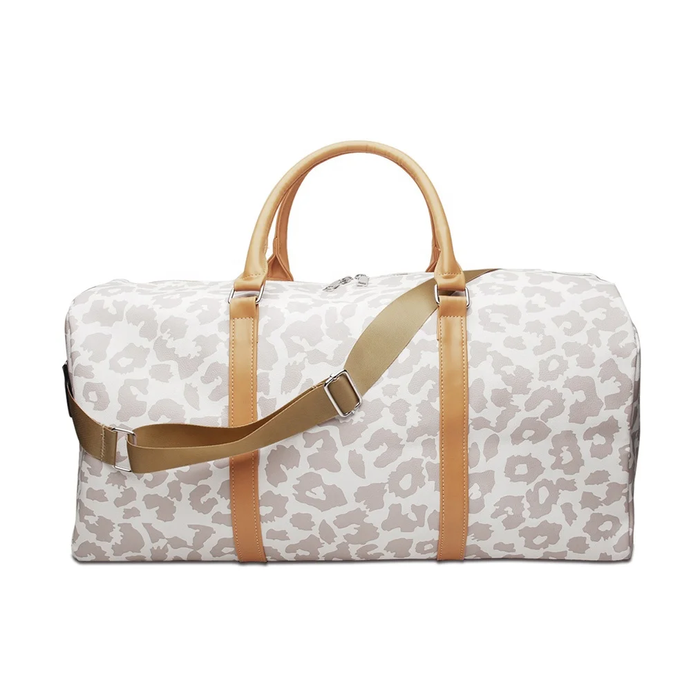 

RTS Leopard Weekender Bag Cow Travel Duffle Tote Bag PU Leather Overnight Shoulder Bag with Adjustable Shoulder Strap DOM1131065