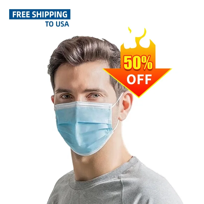 

Free Shipping Protect Facial Protection For Cheapest Disposable Face Mask, Blue