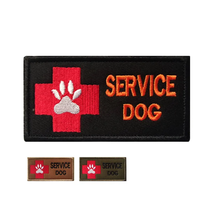 

Service dog embroidered patch dog paw badge tactical vest badge K9 cross logo custom backing hook and loop, Custom color