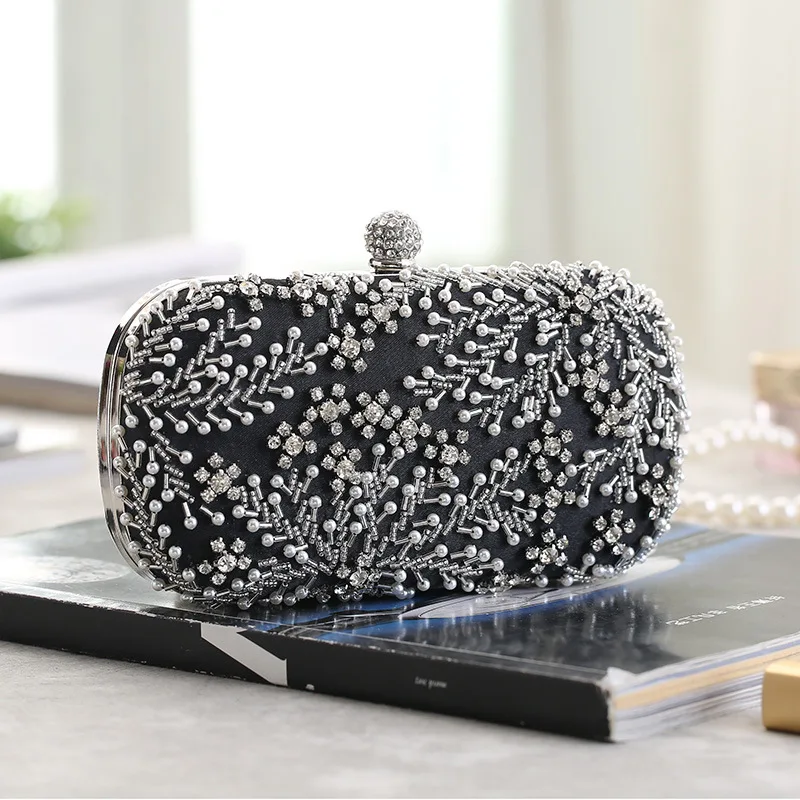 

Ladies Clutch Embroidered Diamond Evening Party Dress Bag Banquet Bag Bride Hand Bag, Accept customizable color