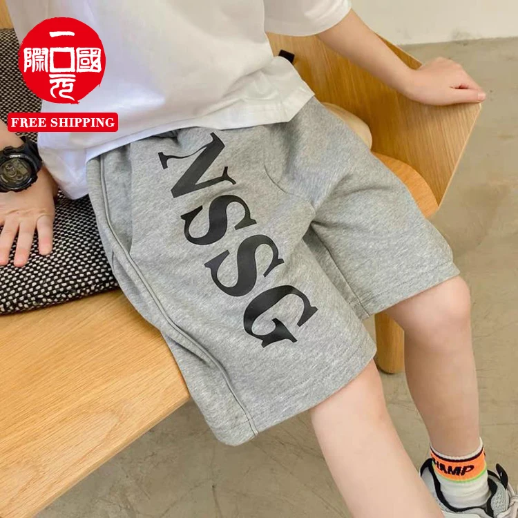 

2021 boys casual shorts summer western style loose thin children's letter pants