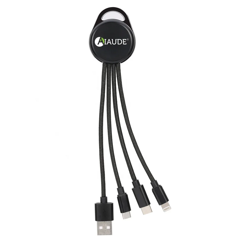 

Mobile Gadgets Gifts 4 in 1 Led Charging Cable 4 in1 USB Charger Cable with LED Light Up Logo for All Smartphones