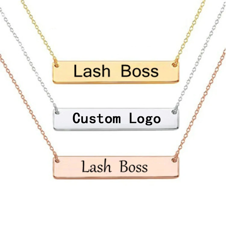 

Custom Hot Selling Stainless Steel Womens Necklaces Sets Engravable Blank Rose Gold Plated Silver Jewelry Pendant Bar Necklace