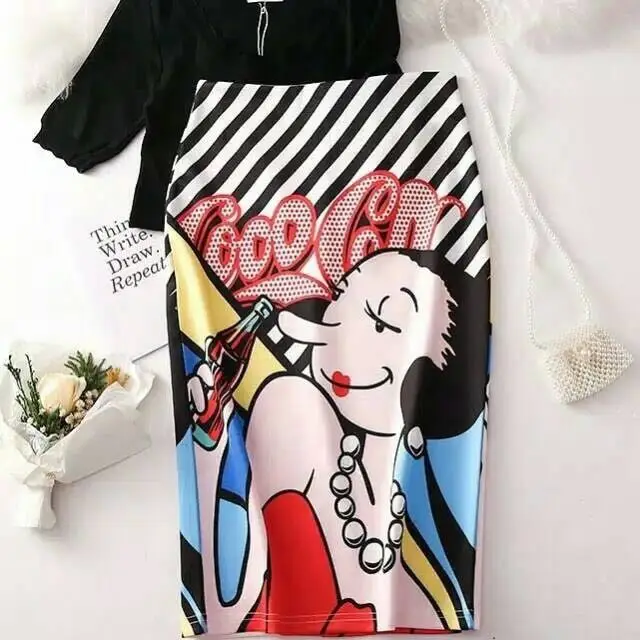 

Factory Direct Sale Multiple Styles Cartoon Style High Waist Midi Pencil Skirt