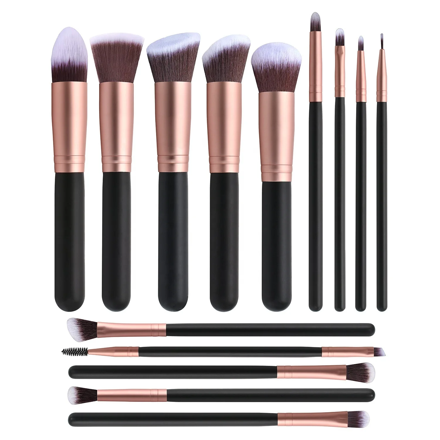 

16 PCS Matte Rose Gold Makeup Brushes Foundation Eye Shadow Brush Beauty Tools, Green