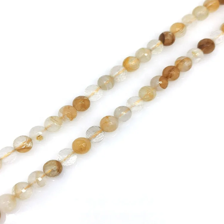 

High Quality Wholesale Natural Stone 18mm 20mm Round Cutting Natural Yellow Crystal Beads Bracelet Jewelry Making DIY, 100% natural color