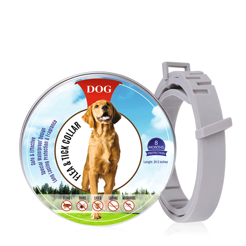 

Dog Collar Tick Pet Flea and Tick Collar Pet Natural Plant Extract Waterproof Anti Flea and Tick Collar for Dog Cat, Gray