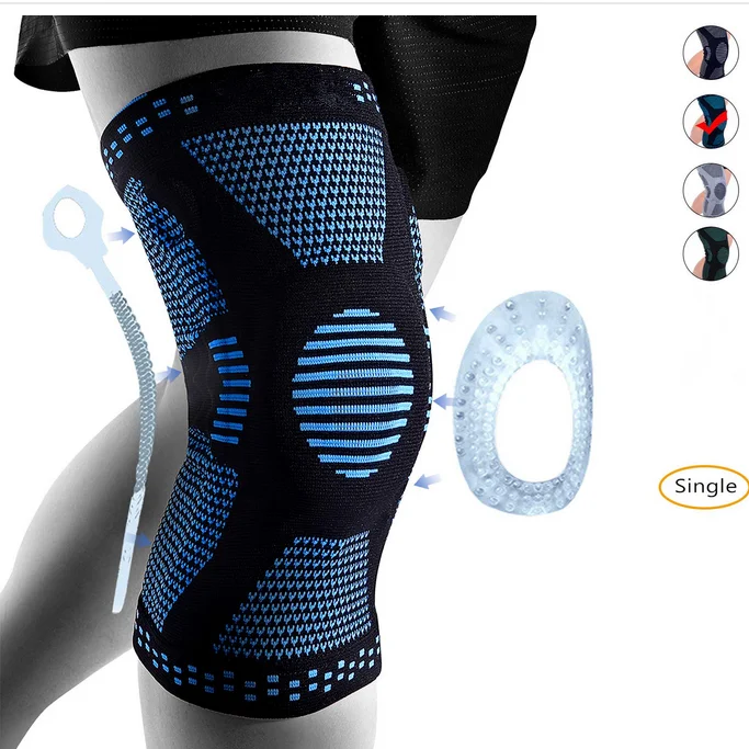 

2020 Professional Silicon Knee Compression Sleeve Support Knee Brace for Men Women with Patella Gel Pads, Green/grey/blue/black