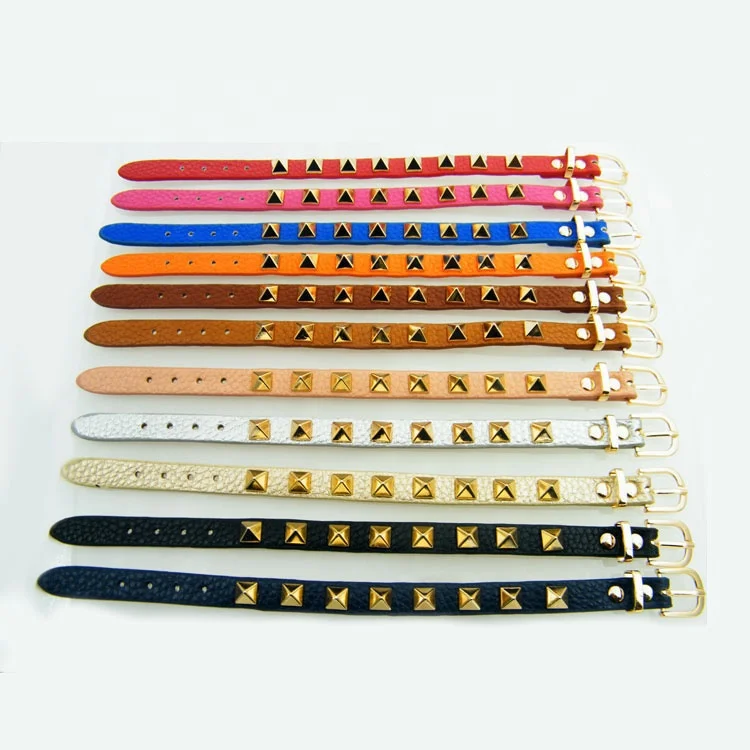

HJR-038 New Design Fashion Alloy Rivet PU Leather Bracelet