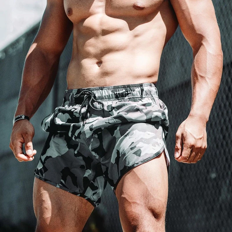 

Custom Men Running Sports Camouflage Shorts Gym Fitness Quick Drying Sweat Shorts, 3 colors