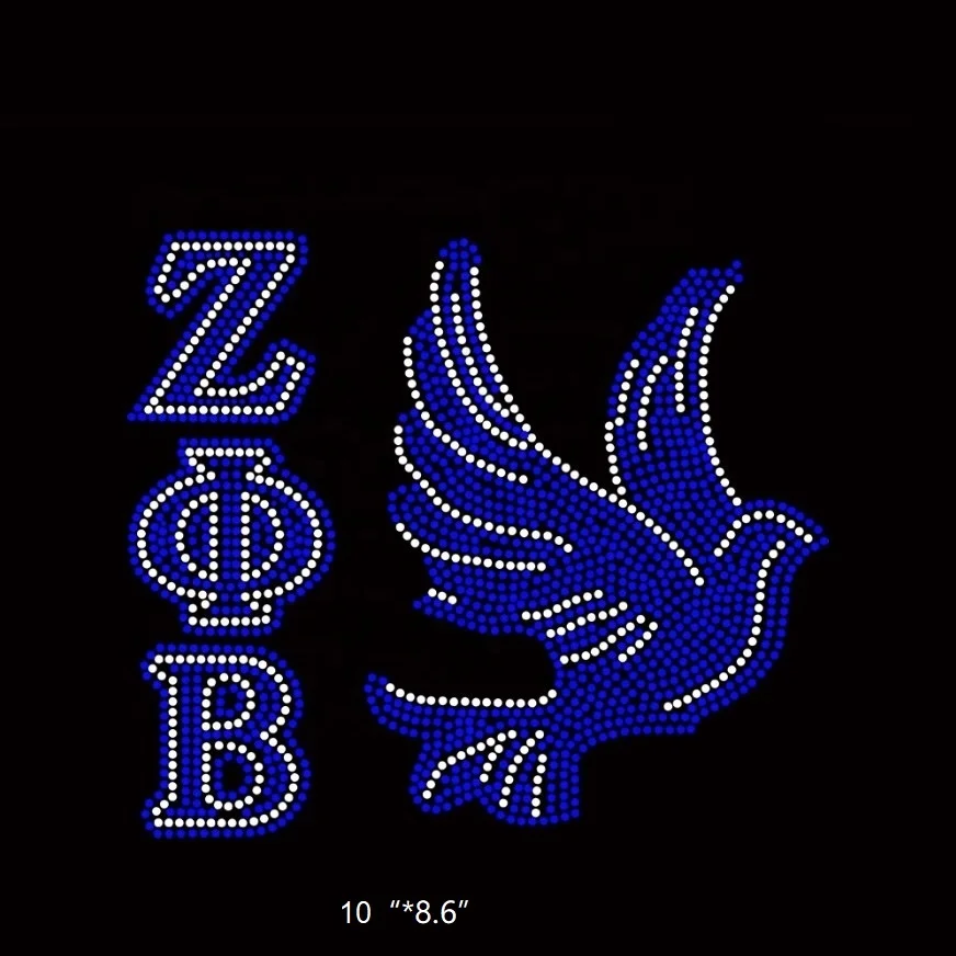 

Zeta Phi Beta Customized Hot-fix Rhinestone Motifs Bling Bling Wholesale, Crystal, saphire