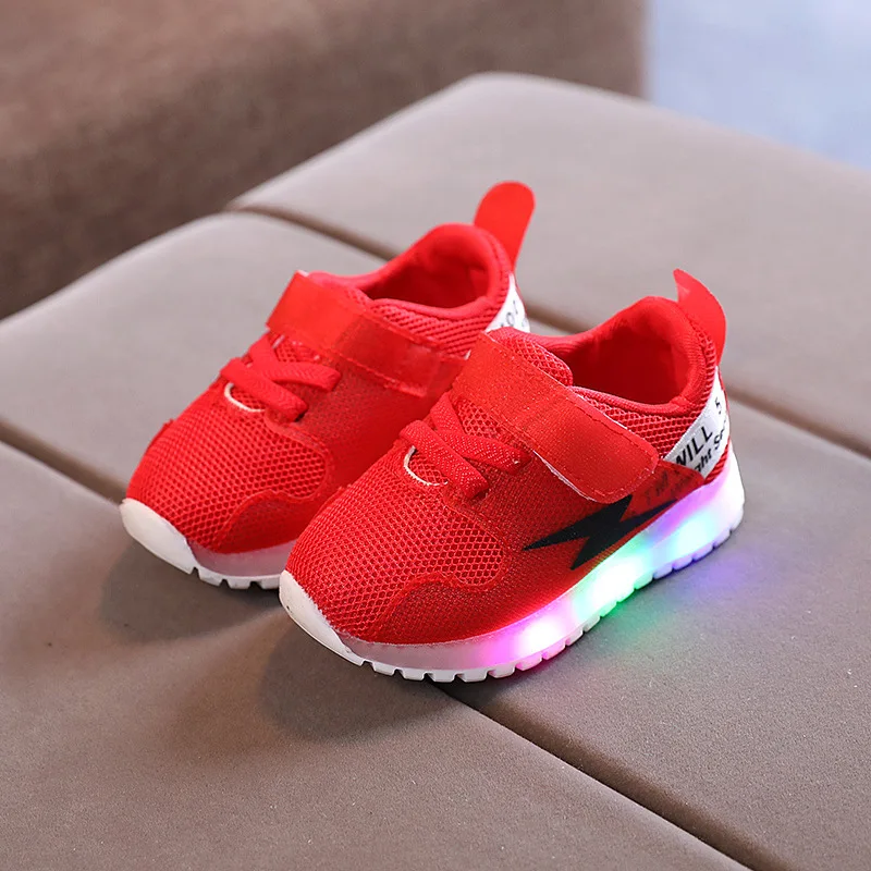 

Kid Shoes Running Sneakers Toddler Baby Girs Led Light Shoes Boy Outdoor Sport Sandals Children Casual Breathable Tenis Infantil, White red black pink