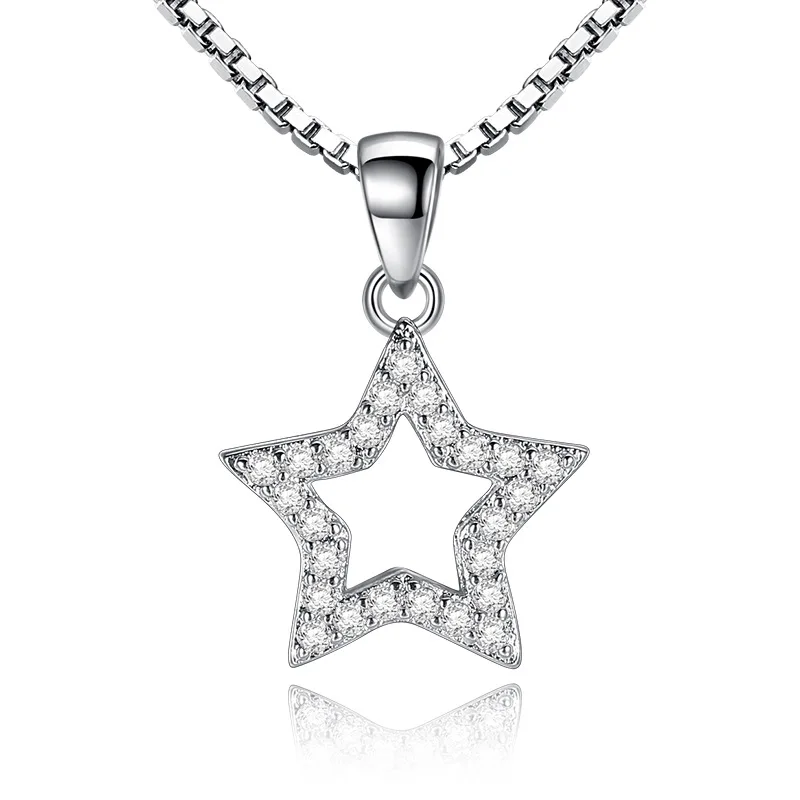 

ELBLUVF S925 Silver Plated Star Triangle Circular Square Shape Geometric Pendant Jewelry, Steel color