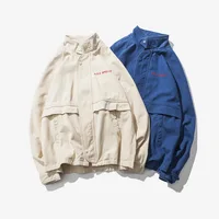 

Men 100% Cotton Embroidered Logo Streetwear Casual Bomber Jacket