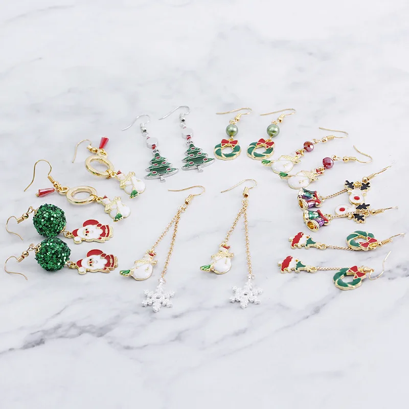 

Santa Claus Christmas Earrings Snowman Deer Bell Christmas Tree Ear Jewelry Accessories Lovely Xmas Gifts for Women Girls