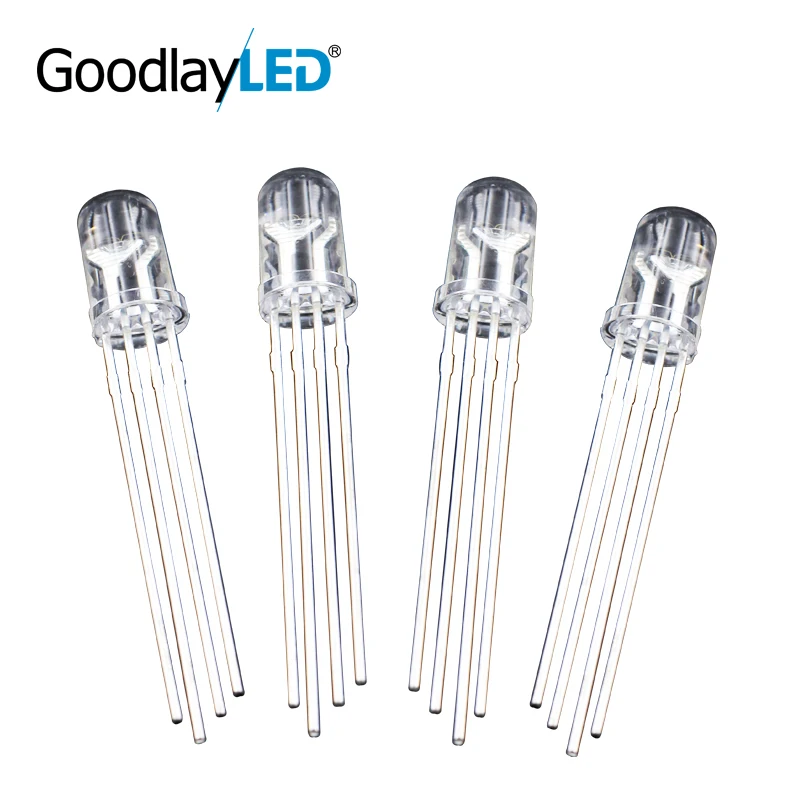 Round 5mm full color RGB common yin positive transparent four-foot Round LED light-emitting diode (1000pcs)