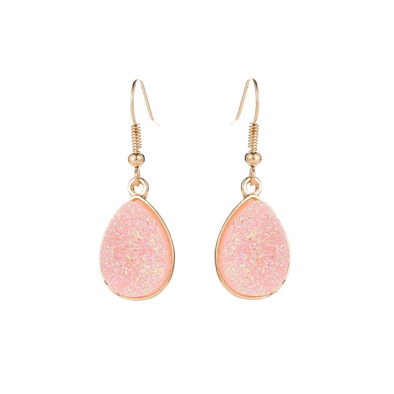 

Creative charm waterdrop drop earrings handmade cute druzy earrings for women hook earing party jewelry gift wholesale