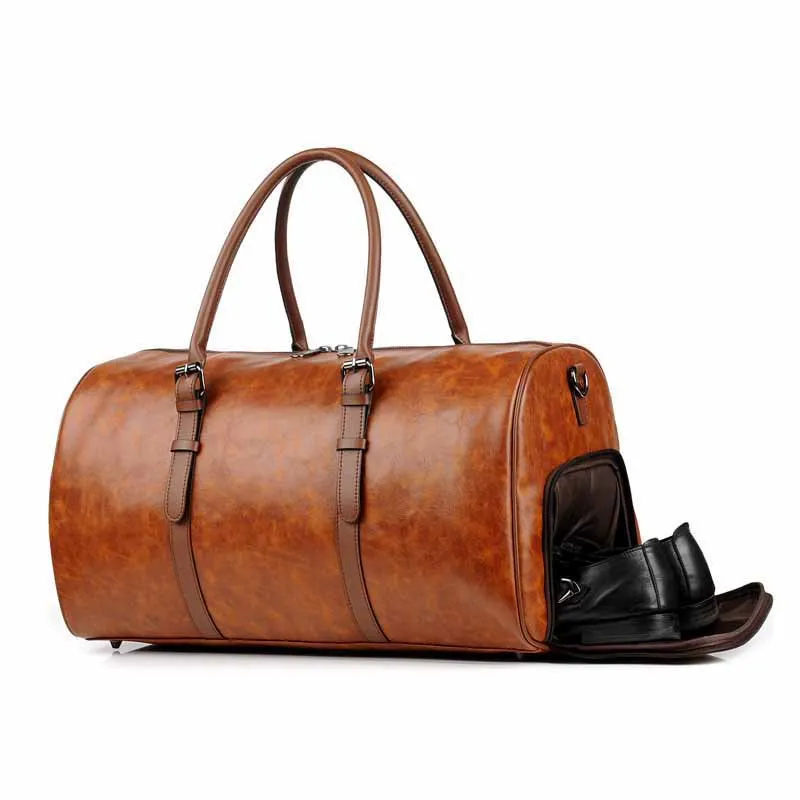 Color : Brown Travel Duffel Genuine Leather Travel Bag Men High Capacity Handbag Outdoor Activities Luggage Brown Gym Sports Luggage Bag 