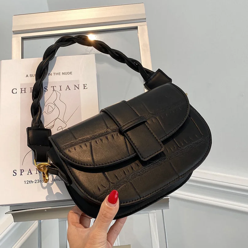 

2021 Luxury Trending Branded Small Leather Handbag Pu Leather Ladies Saddle Bag Women Shoulder Purses
