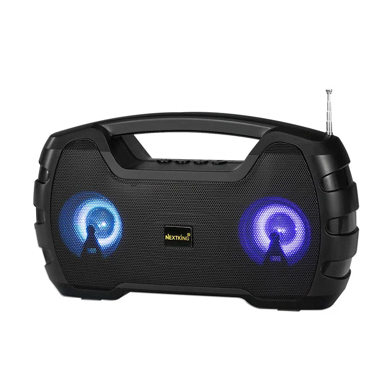 

Hot selling portable 10W subwoofer speaker wireless radio outdoor LED speaker with solar panel support TF FM USB AUX