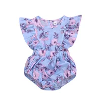 

baby girl applique short designer Flying sleeve romper